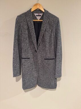 Tommy Hilfiger Navy Blue Textured Single-Button Blazer